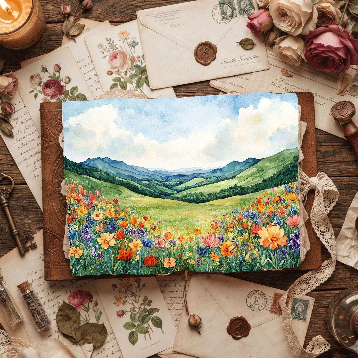 Wildflower Hillside Writing Paper
