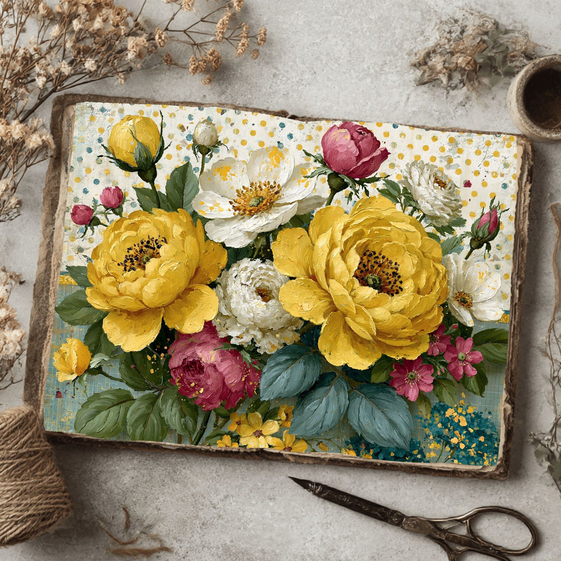 Yellow Shabby Chic Journal Paper