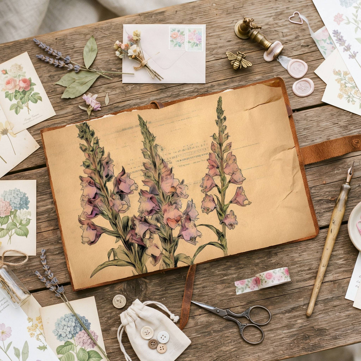 Autumn Digitalis Foxgloves Digital Papers