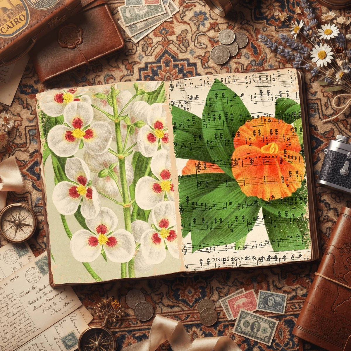 Botanical printable junk journal paper, page preview 17