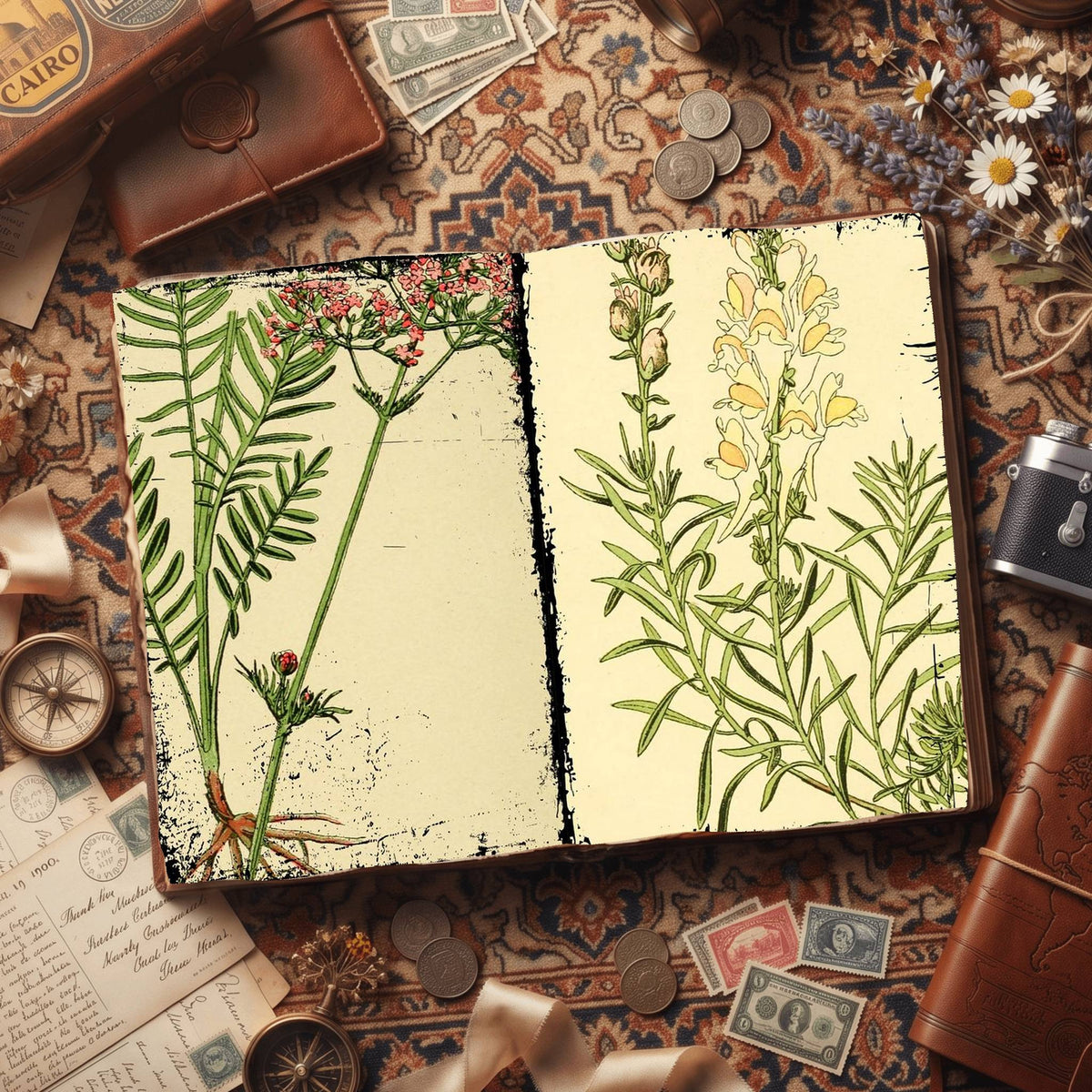Botanical printable junk journal paper, page preview 17