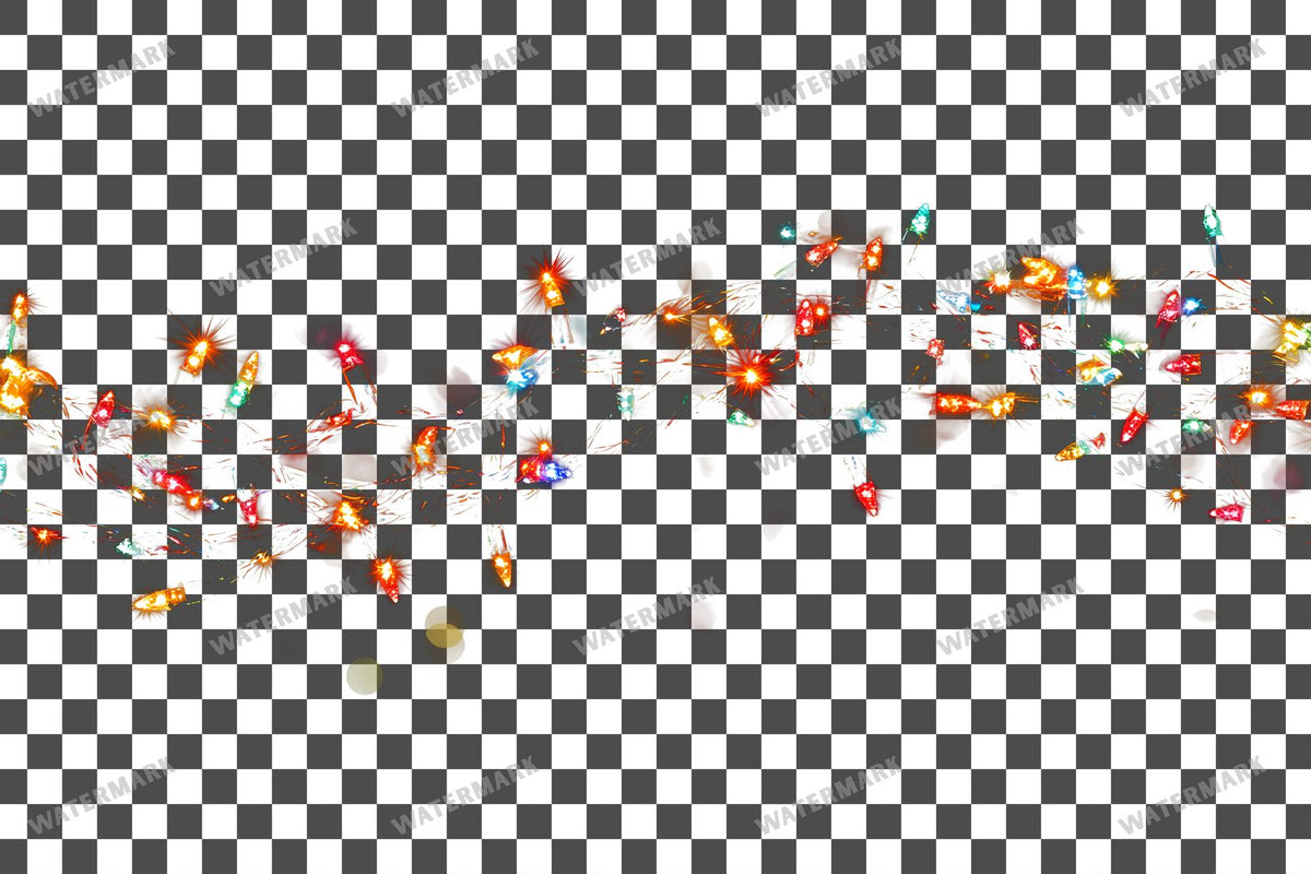 Christmas Lights PNG overlay on a transparent checkered background, preview 17