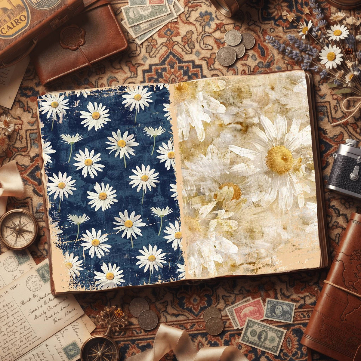 Daisy Flowers Digital Papers