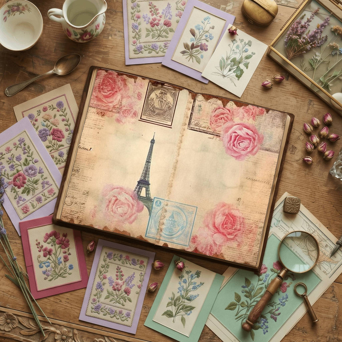 Faded Pink Roses Digital Papers