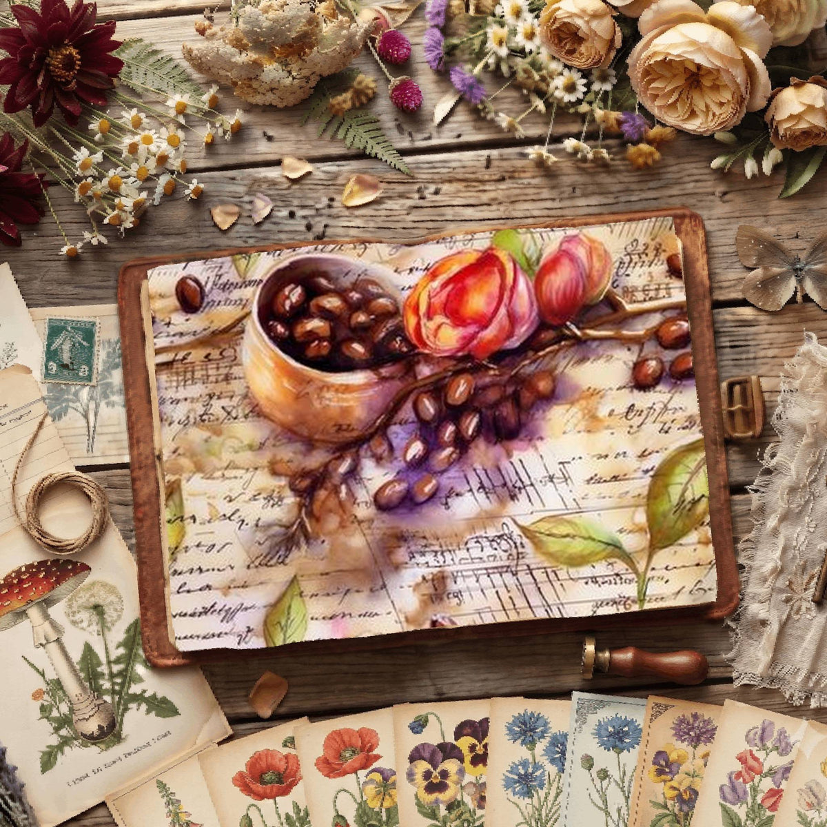 Floral Coffee Digital Papers