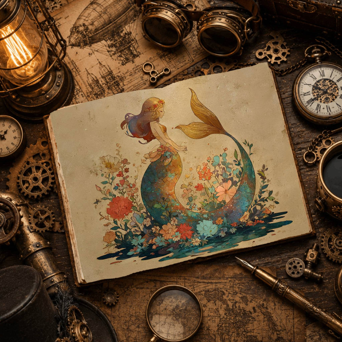 Lagoon Mermaid Shimmering Tail Digital Papers