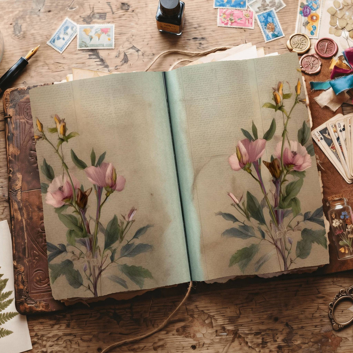Lined Flower Digital Papers