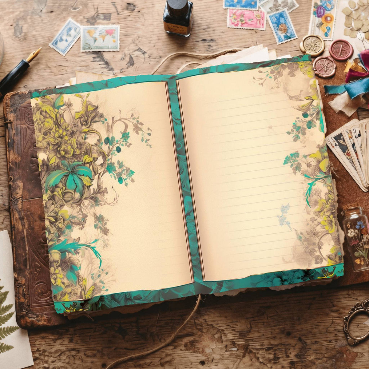Lined Flower Digital Papers