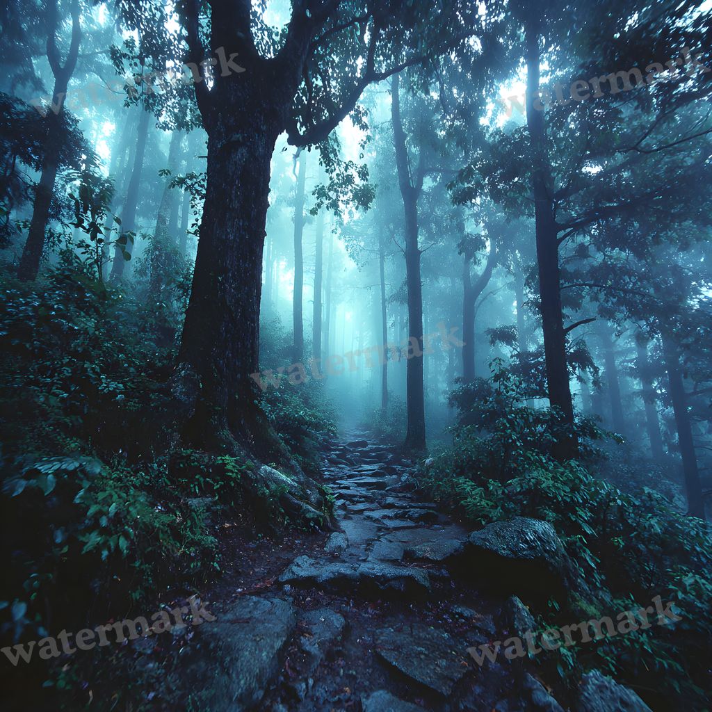 Misty Forest digital photo backdrop for photo editing, preview 16