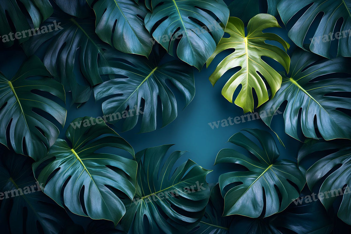 Monstera Leaves Tropical Paradise digital photo backdrop for photo editing, preview 16