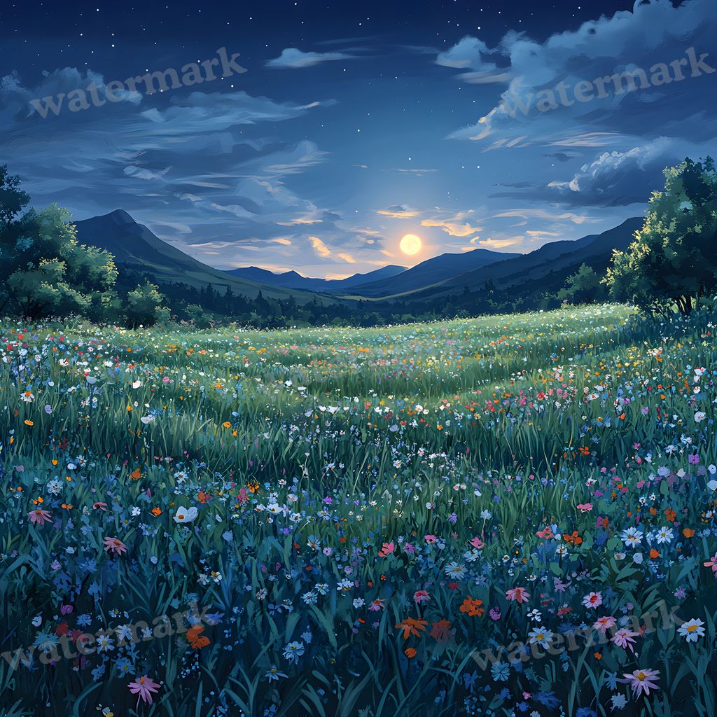 Moonlit Field Backdrop Images