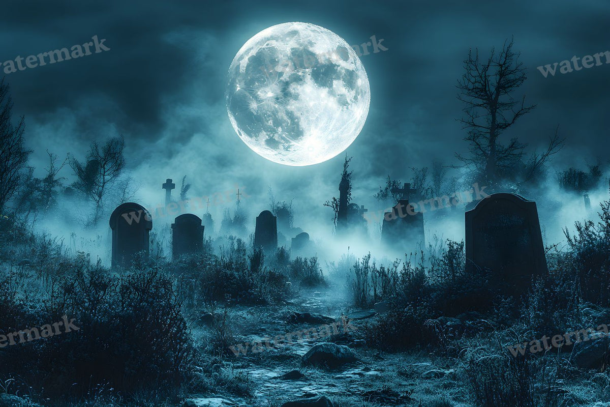 Moonlit Graveyard Backdrop Images
