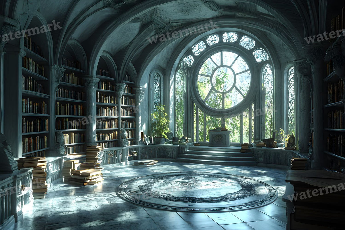 Moonlit Library Backdrop Images
