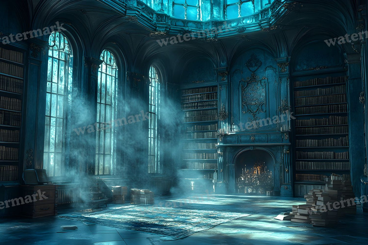 Moonlit Library Backdrop Images