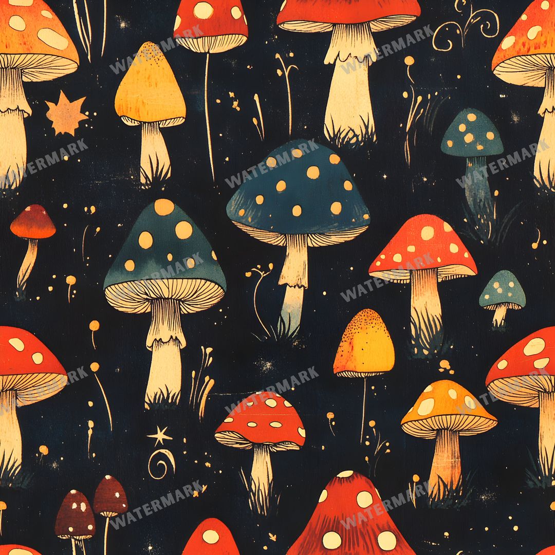 Mushrooms Seamless Pattern