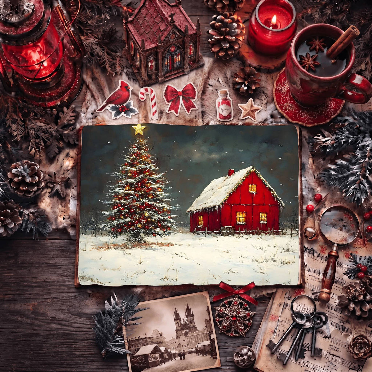 Red Christmas Digital Papers