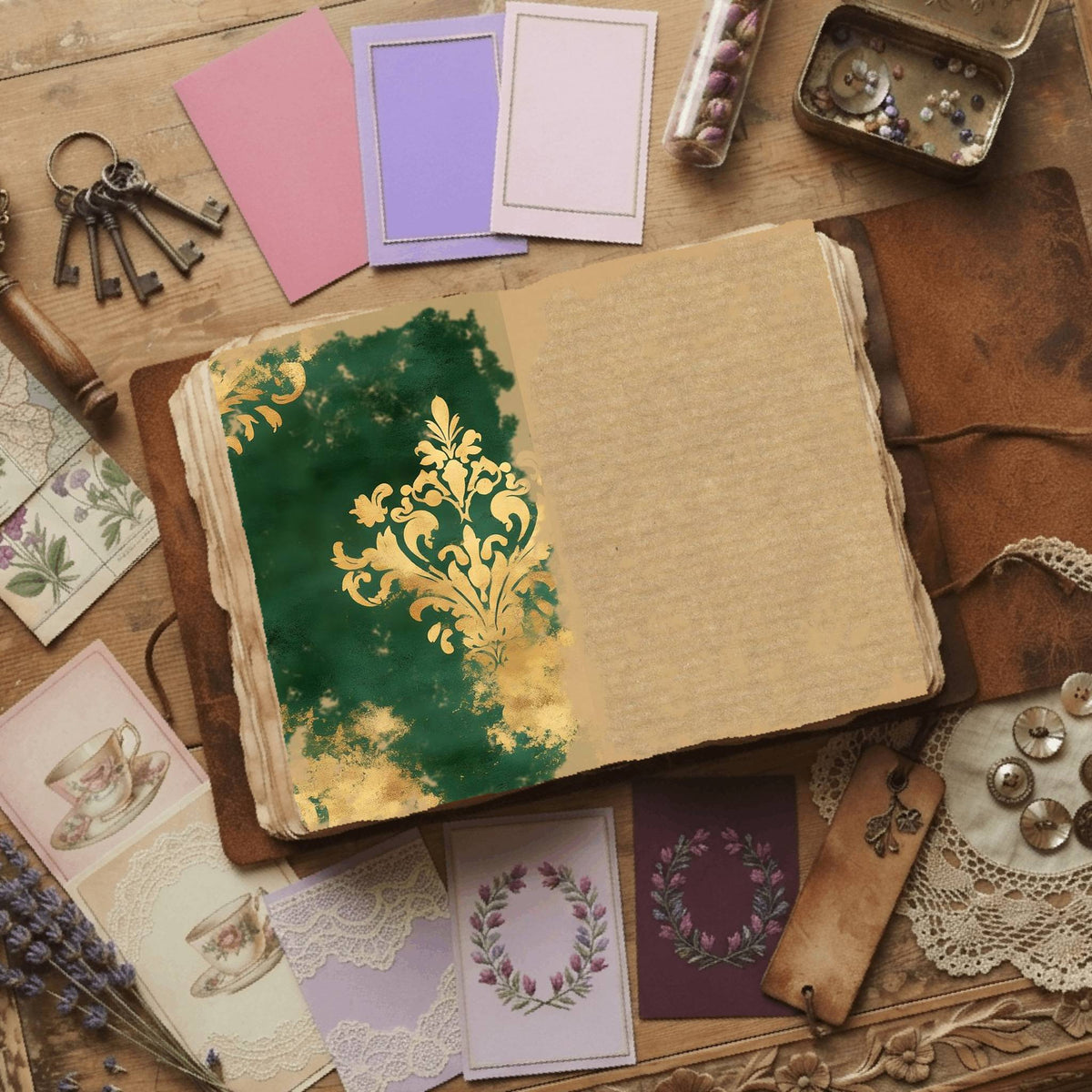 Regal Damask printable junk journal paper, page preview 17