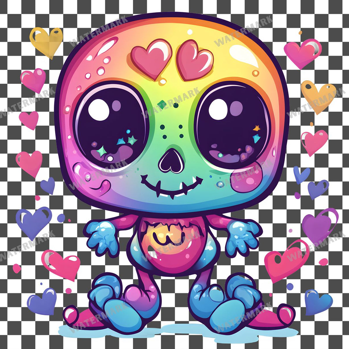 Skull Kawaii Style Clipart Pngs