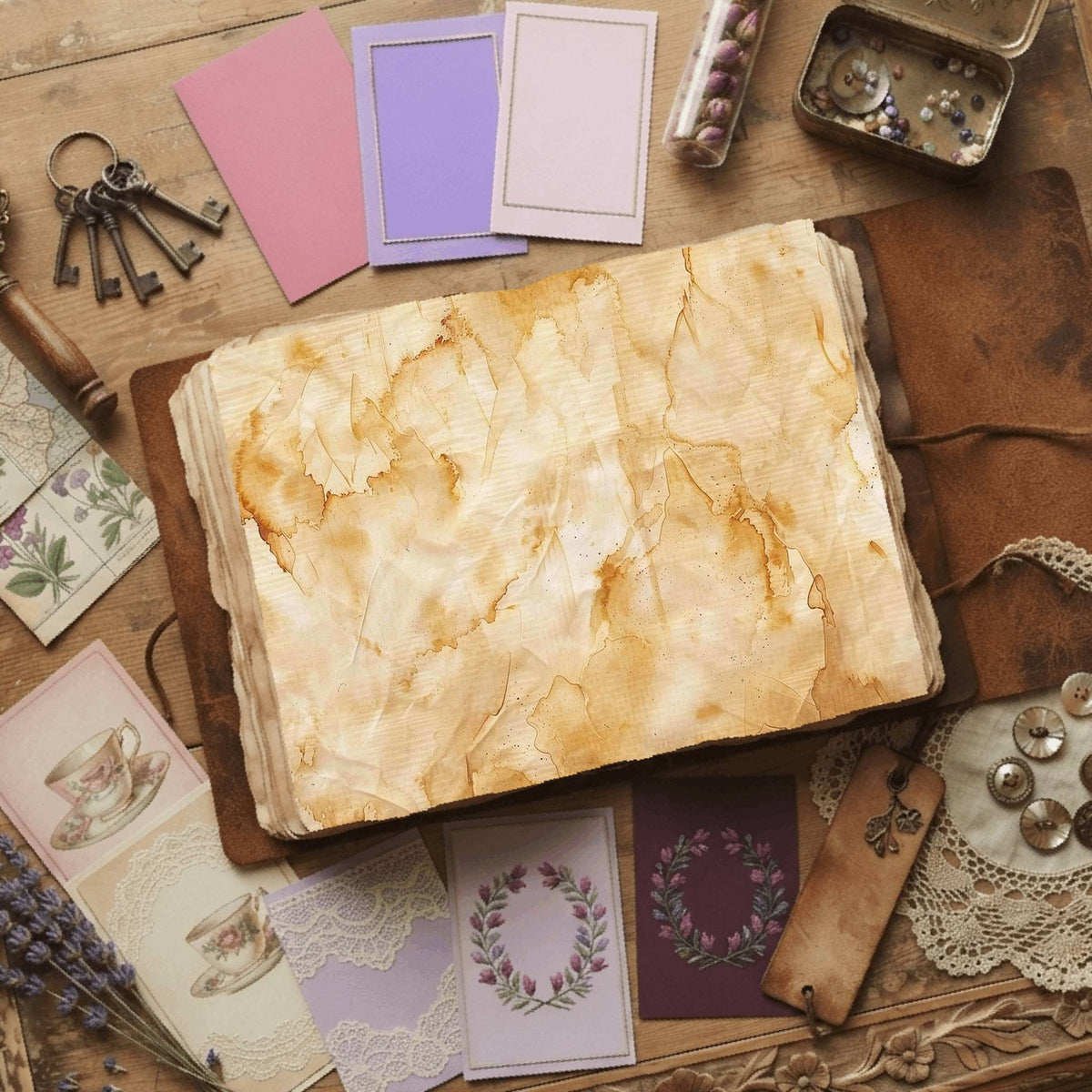 Tea printable junk journal paper, page preview 17