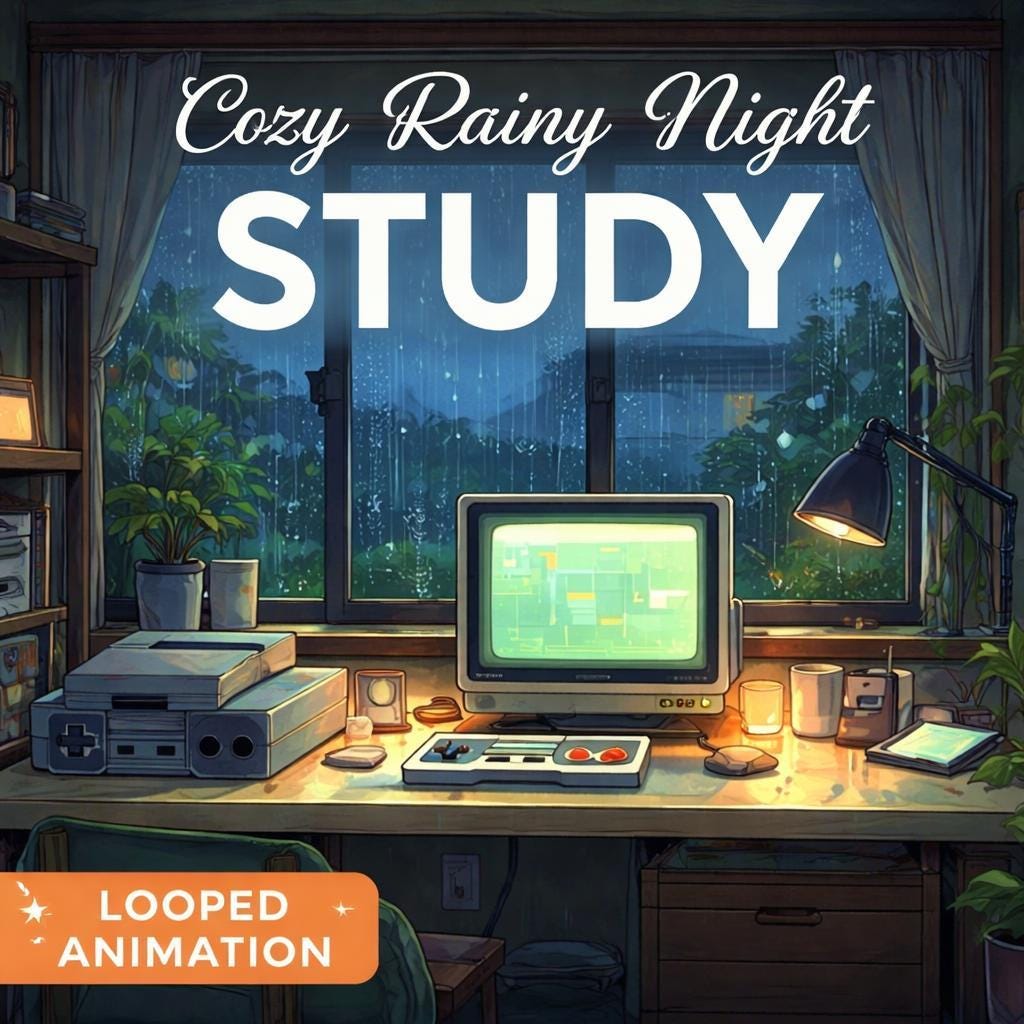 Rain Background Loop | Cozy retro gaming animated backdrop | Lofi ambience for streamers, Twitch, video scenes