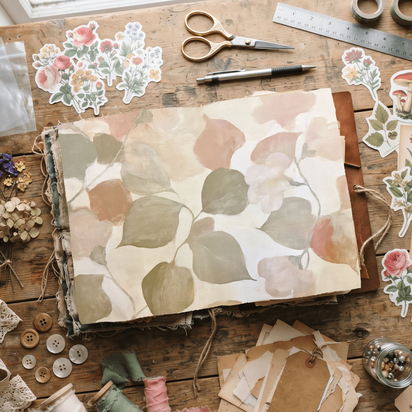 Abstract Botanical Leaves Painting