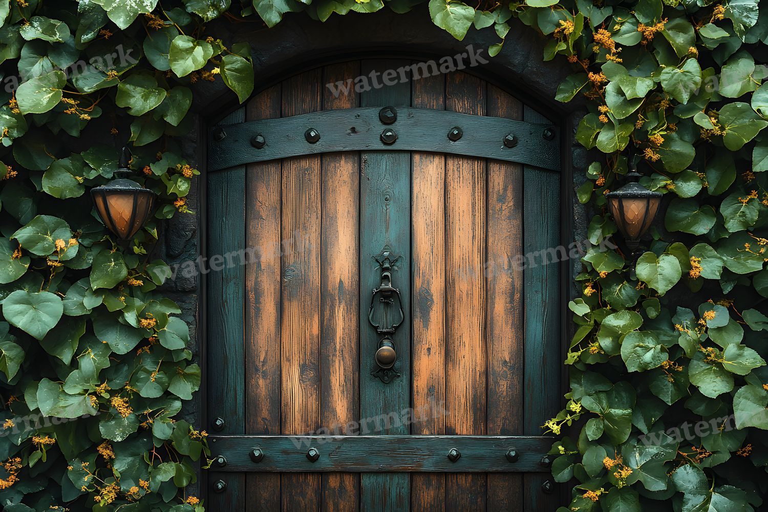 Aged Rustic Wood Door Backdrop Images