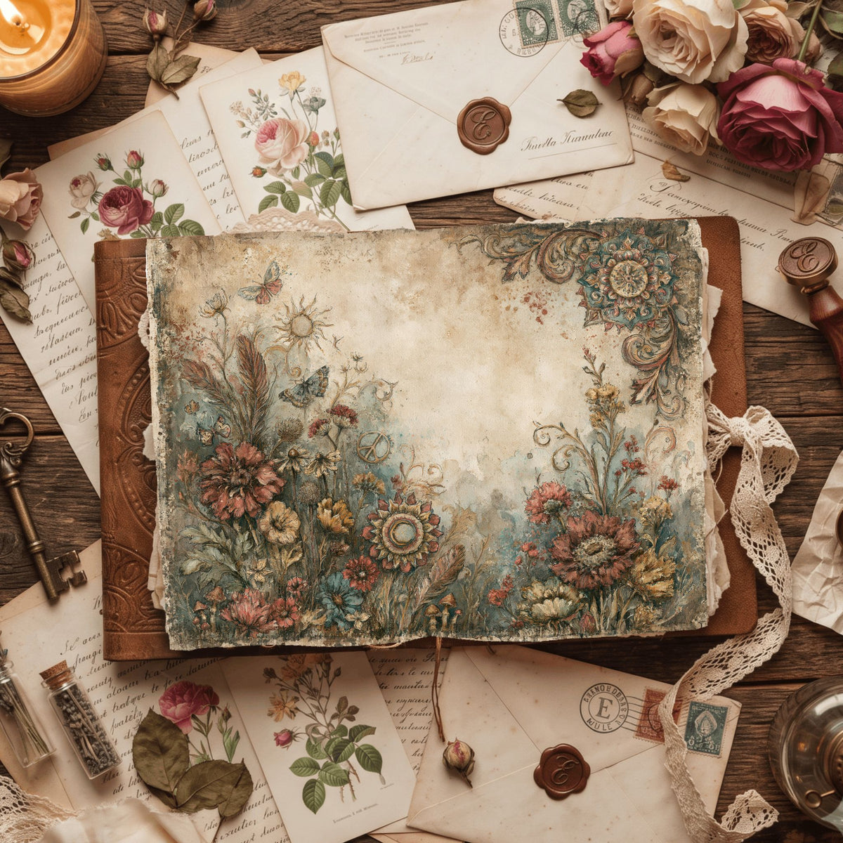 Bohemian Wildflower Journal Paper printable junk journal paper, page preview 18