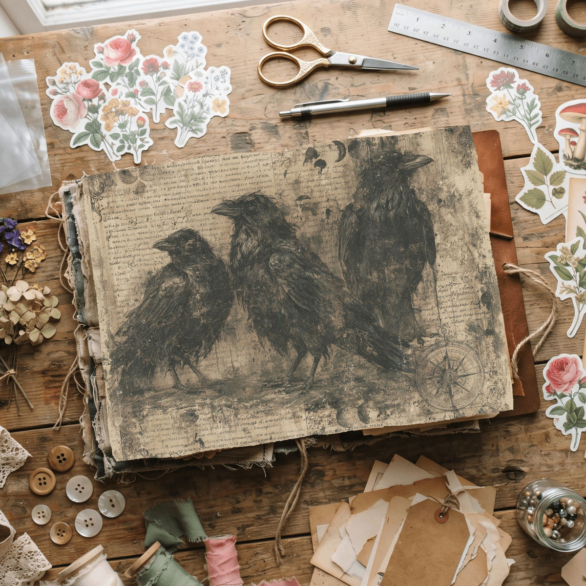 Mysterious Raven Journal Paper