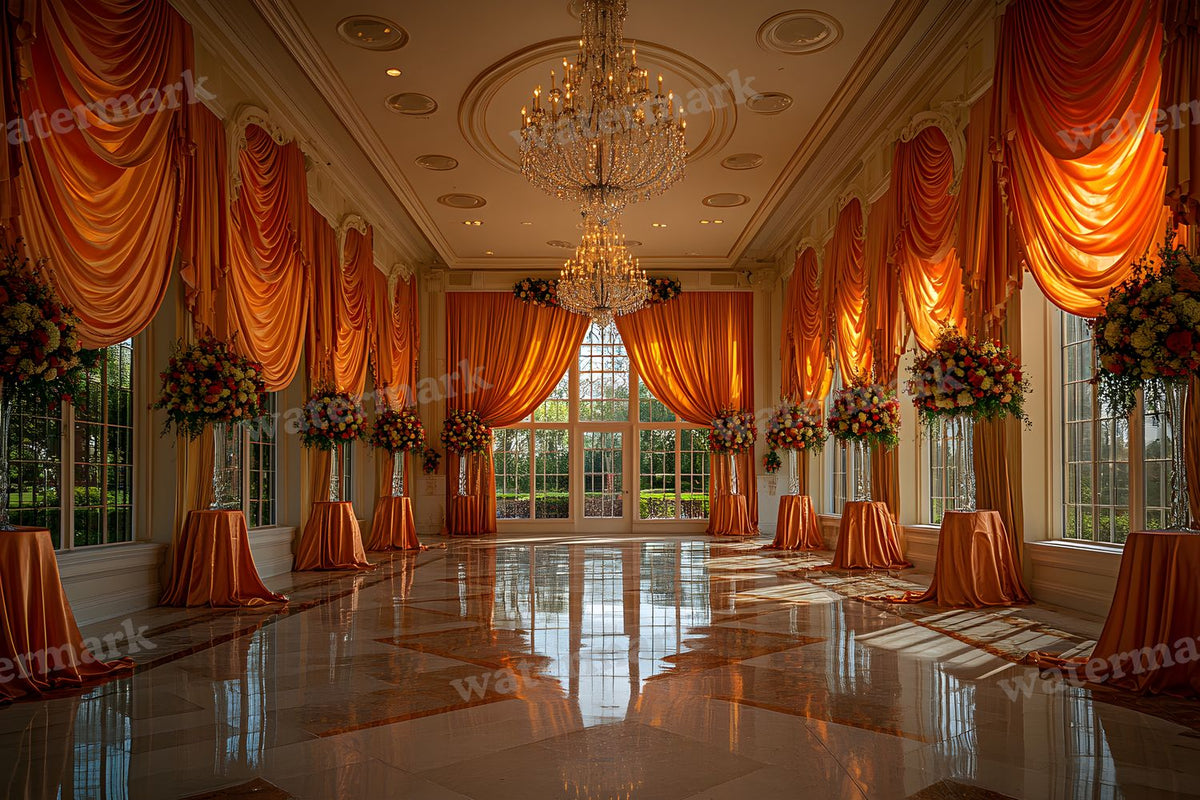 Opulent Wedding Ballroom digital photo backdrop for photo editing, preview 17