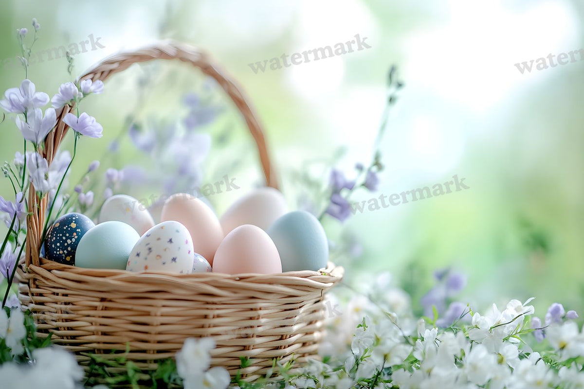 Pastel Easter Basket Backdrop Images