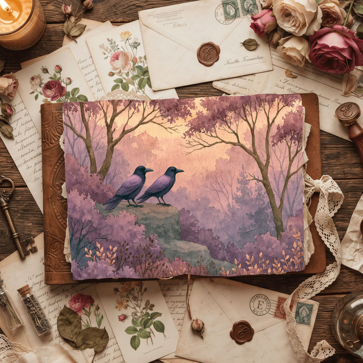 Purple Halloween Watercolor Art