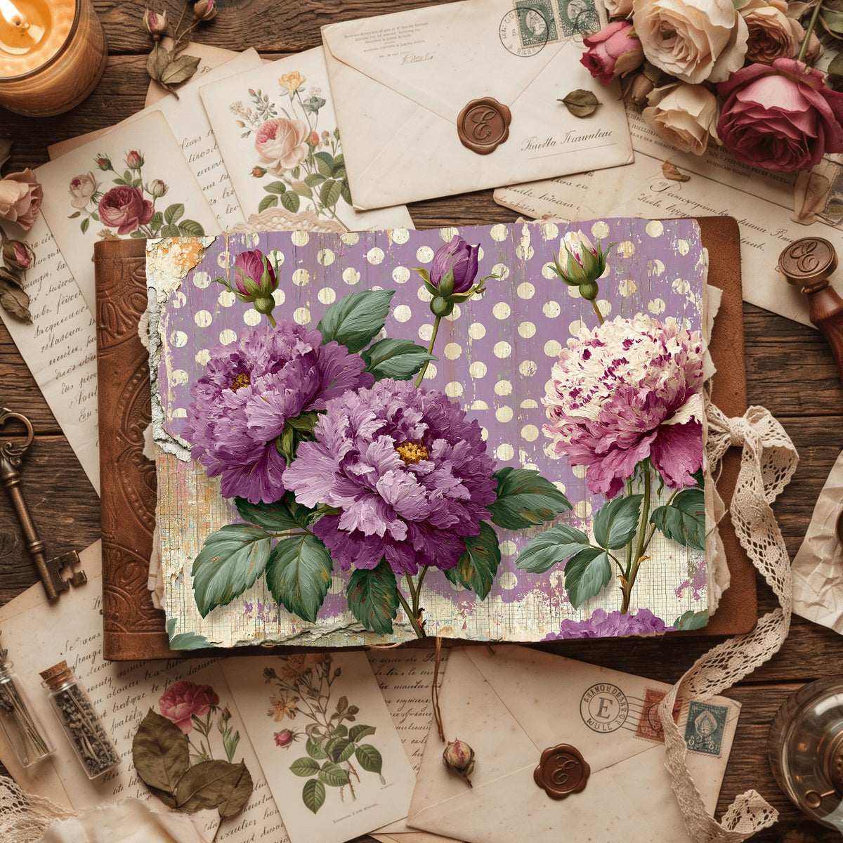 Purple Shabby Chic Journal Paper