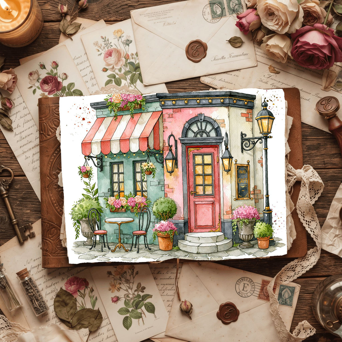 Romantic Parisian Cafe�� Watercolor