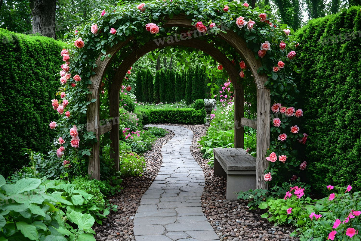 Secret Garden Arbour digital photo backdrop for photo editing, preview 17