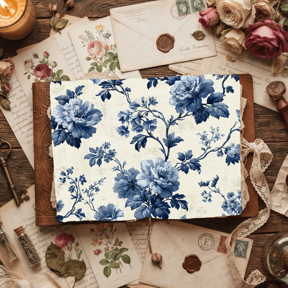 Vintage French Toile Floral Pattern