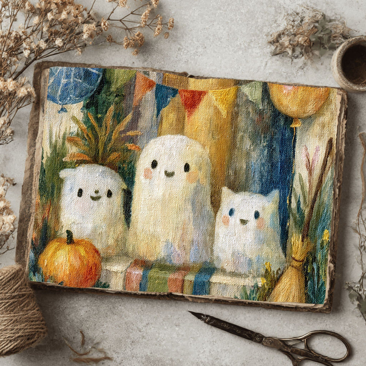Vintage Halloween Oil Painting