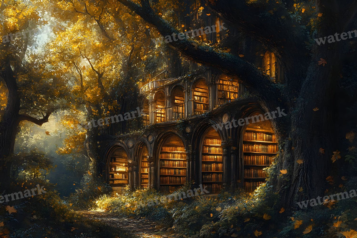 Whisper Library Forest digital photo backdrop for photo editing, preview 17