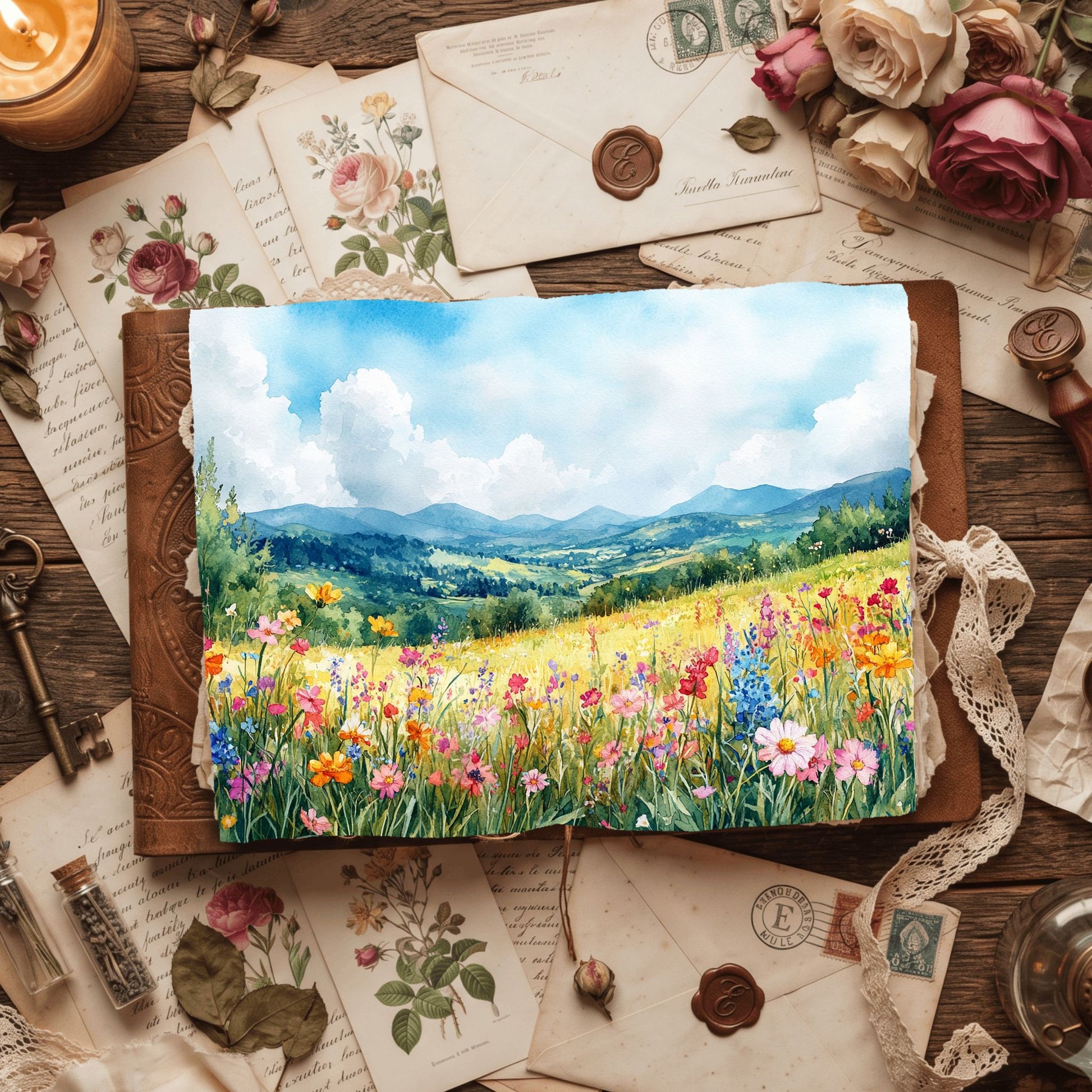 Wildflower Hillside Writing Paper