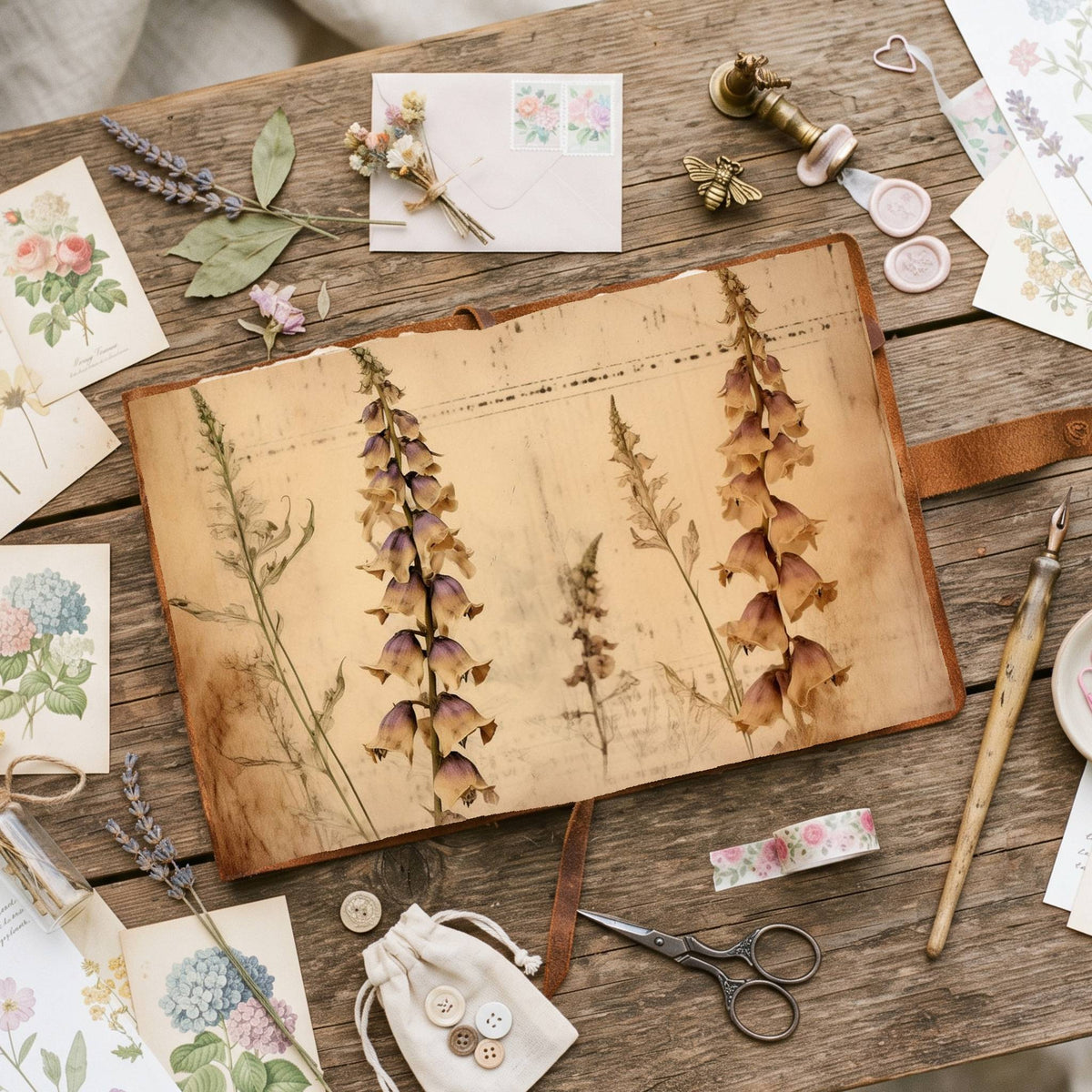 Autumn Digitalis Foxgloves Digital Papers