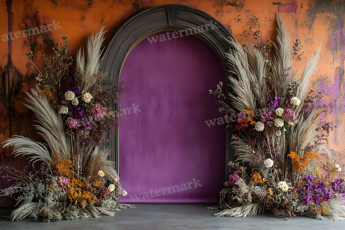 Boho Purple Arch Backdrop Images