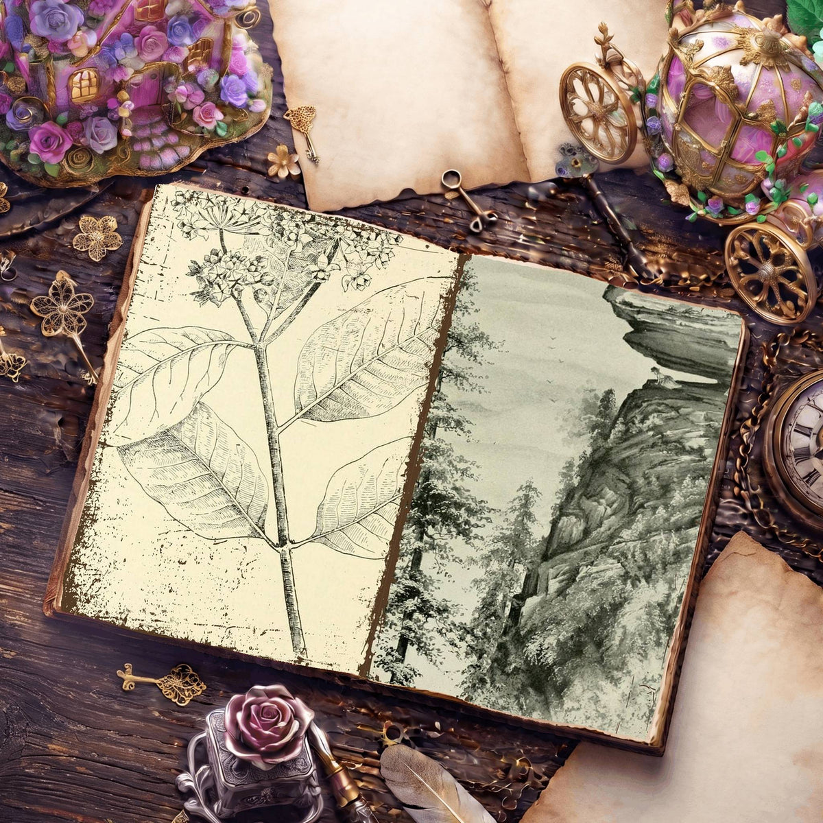 Botanical Sketches Digital Papers