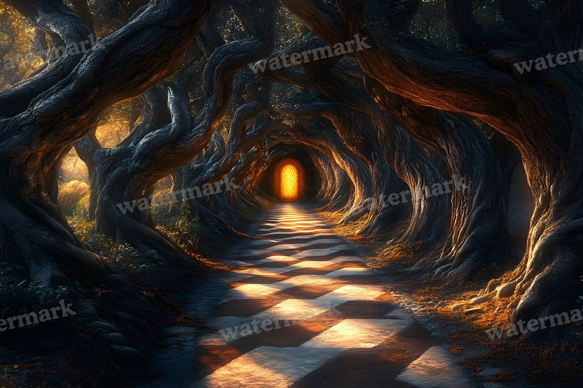 Checkered Garden Path Backdrop Images