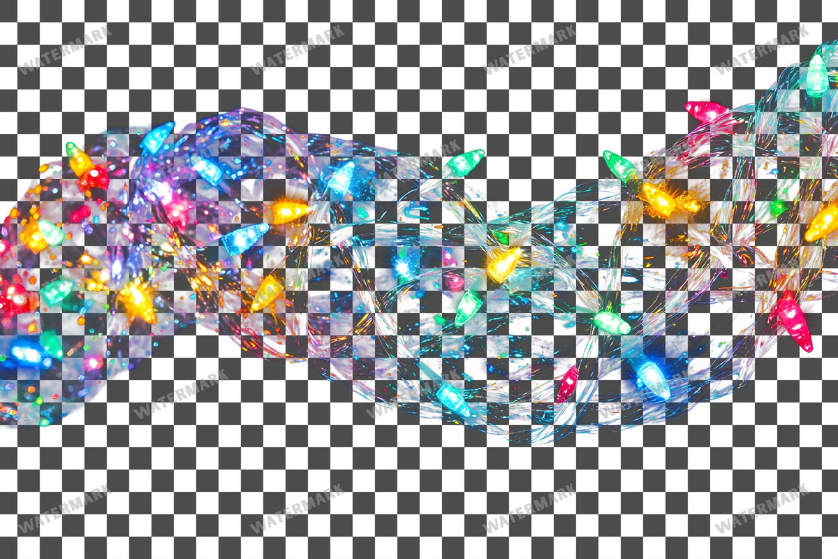 Christmas Lights PNG overlay on a transparent checkered background, preview 18
