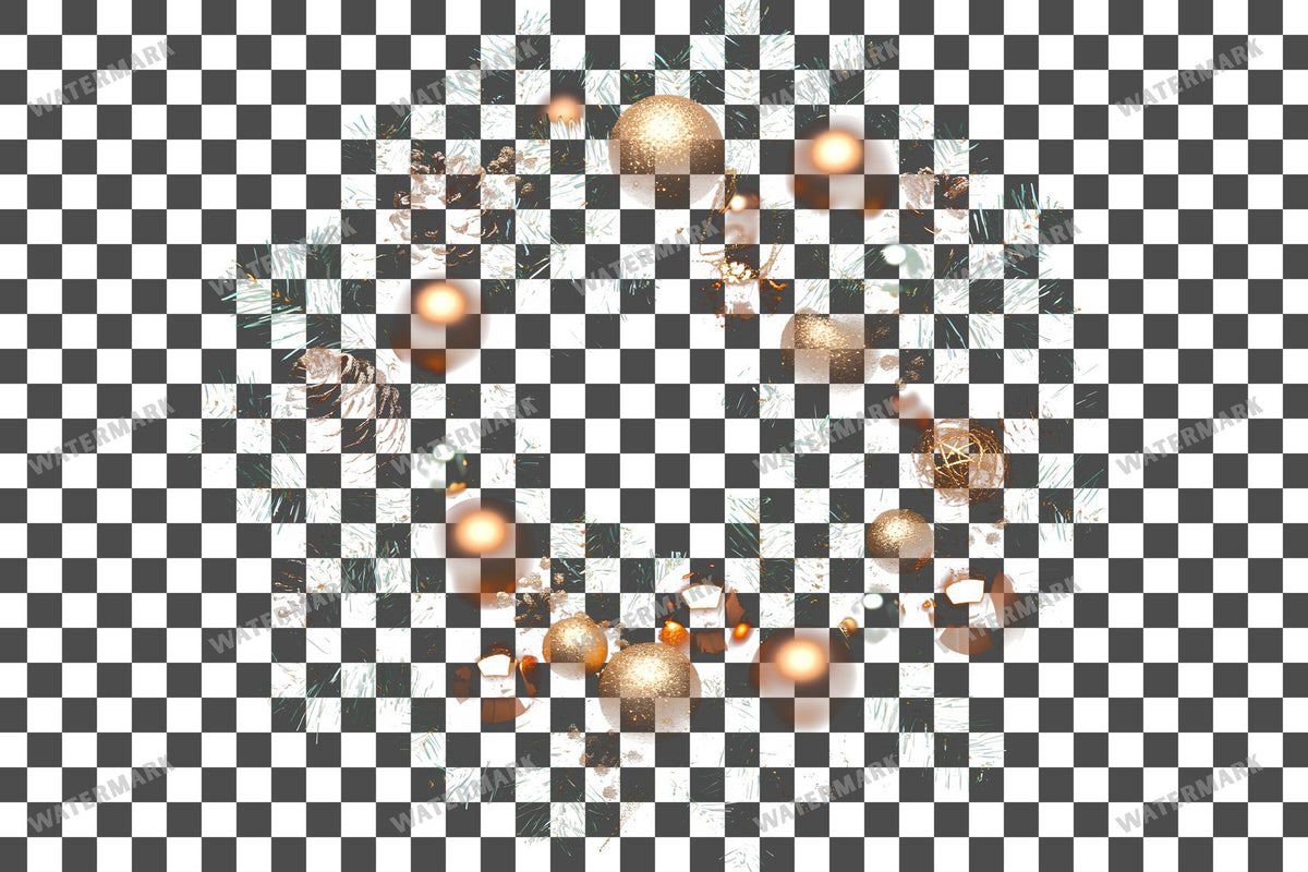 Christmas Wreath PNG overlay on a transparent checkered background, preview 18