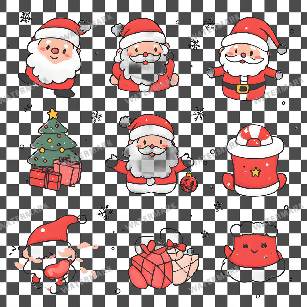 Christmas Kawaii Style Clipart Pngs