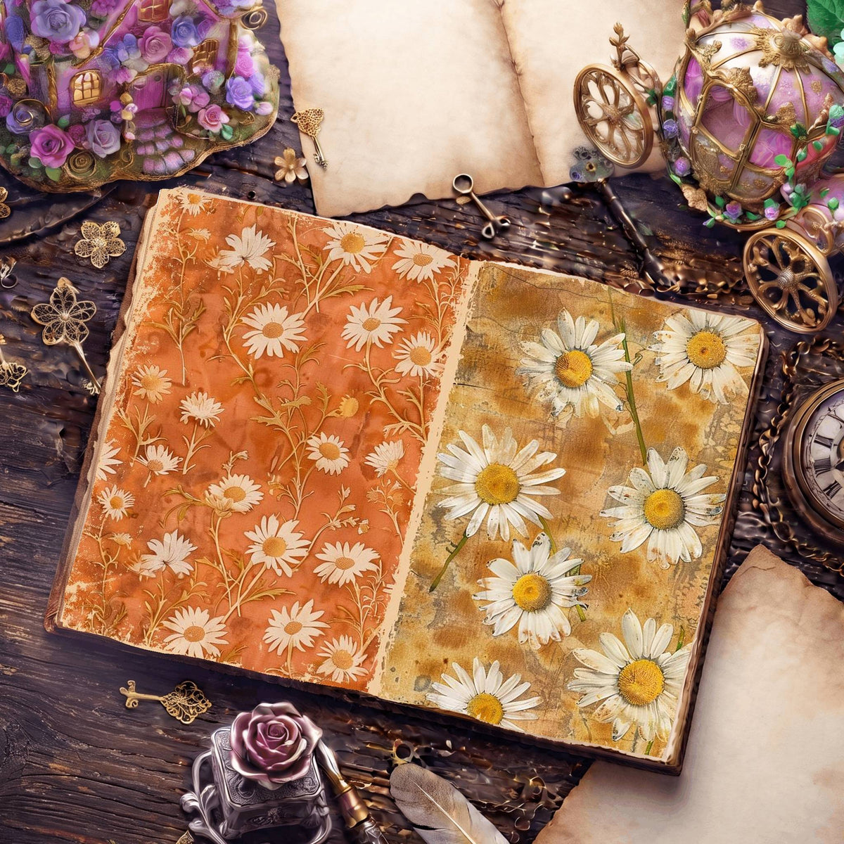 Daisy Flowers Digital Papers