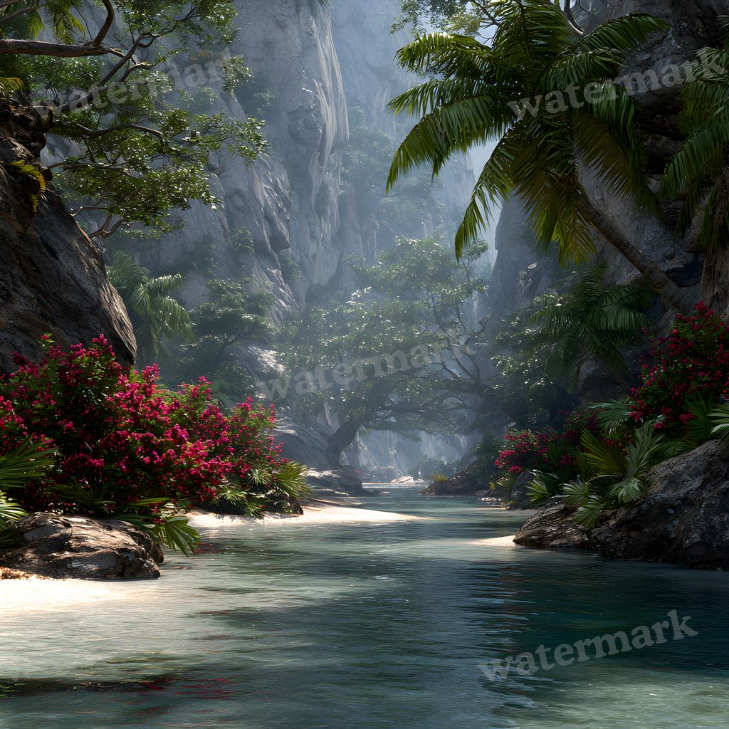 Detailed Tropical Landscape Backdrop Images