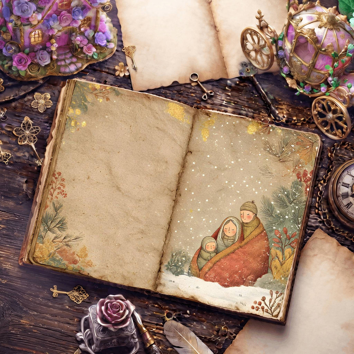 Earthy Colors Christmas Digital Papers