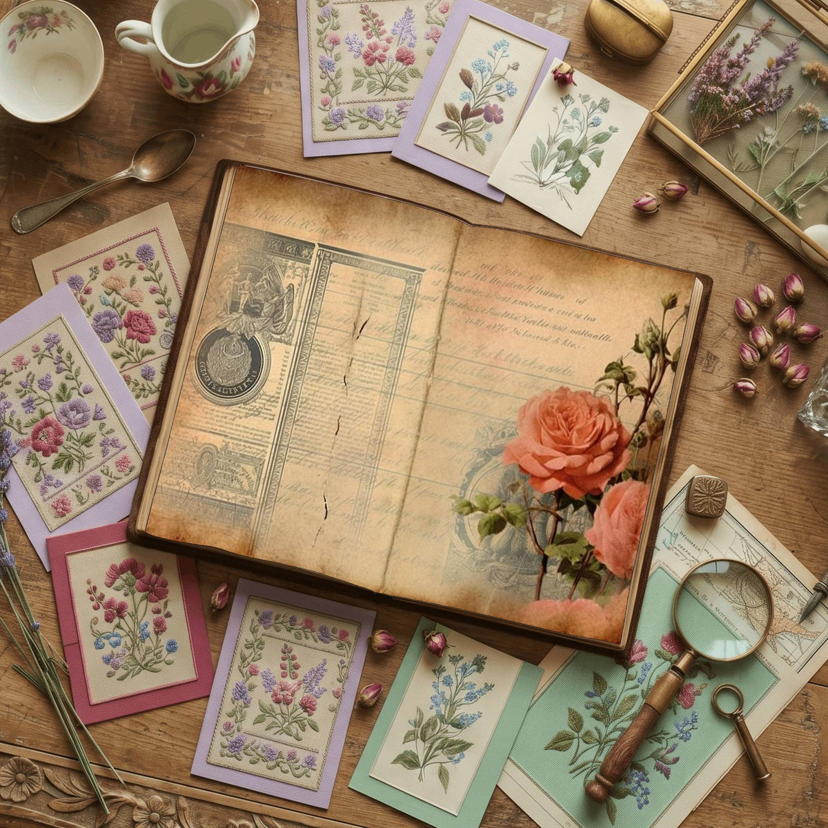 Faded Pink Roses Digital Papers