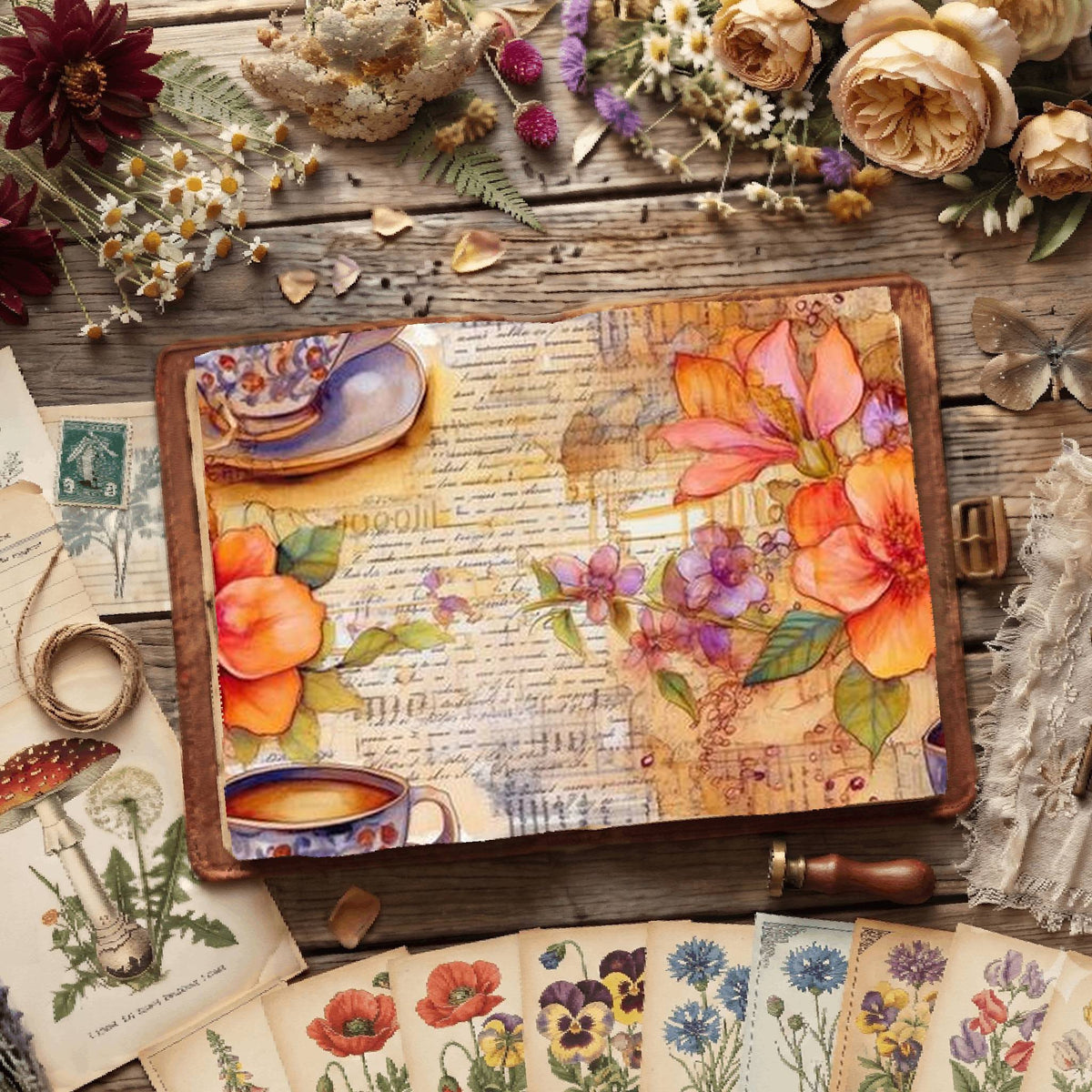 Floral Coffee Digital Papers